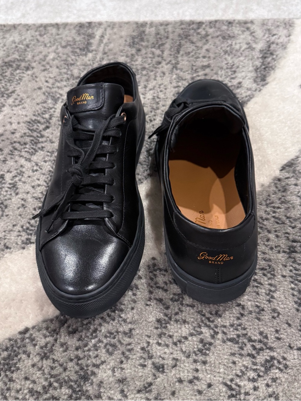 Good Man Brand Made in Italy Luxe Black Leather Sneakers 10.5 - Picture 5 of 5